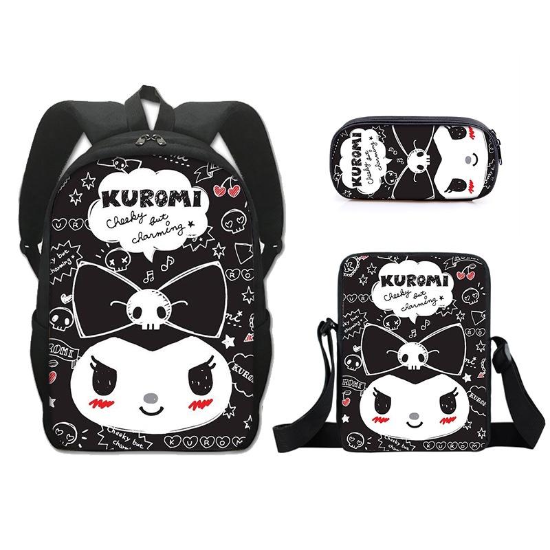 Kuromi Student Backpack Set With Pen Case And Shoulder Bag