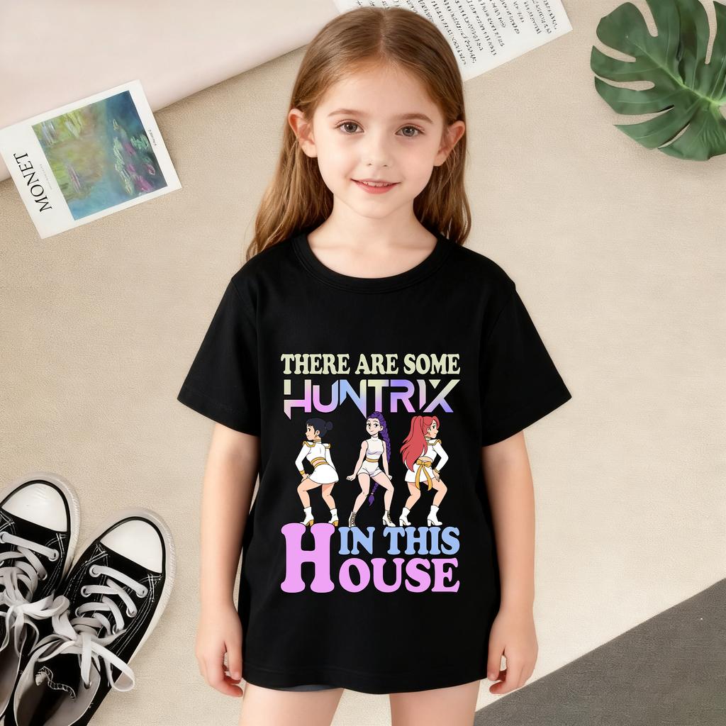 KPop Dämonenjäger Cartoon Print T-Shirts Mädchen Modisch Bequem Kurzärmlig Sommer Vielseitiges Alltags-T-Shirt