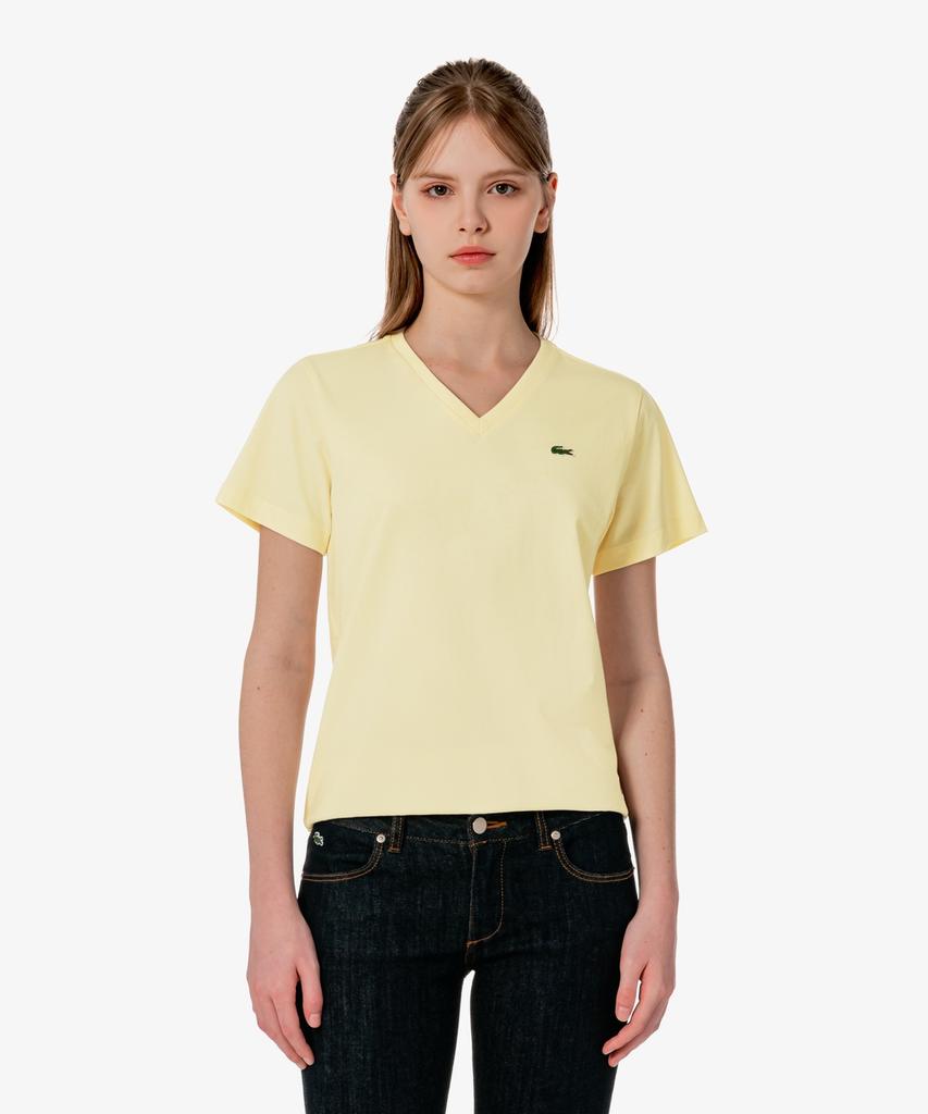 LACOSTE Women'S Basic V-Neck Short Sleeve T-Shirt Tf833E-56G S7G