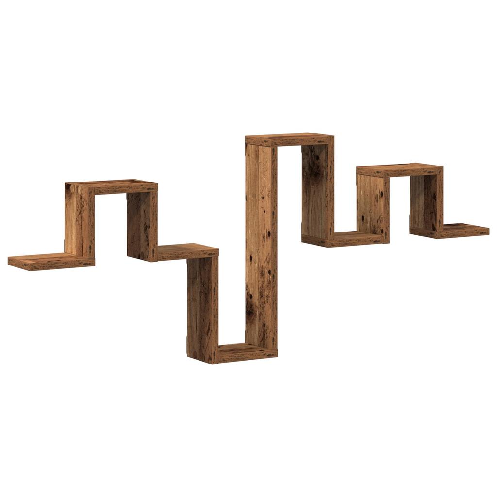 Corner Creative Wave Floating Shelf Wall Shelf, Wood Grain Corner Frame Rustic Wood Wall Hanging, Room Decoration Floating Shelf 104.5x10x43 cm