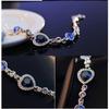 Women Ocean Blue Crystal Rhinestone Heart Bangle Bracelet