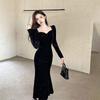 Plus Size Velvet Mermaid Hepburn Skirt for Women - Autumn/Winter Slim Fit