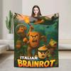 Italian Brainrot Warm Soft Plush Blanket Throws for Picnic Bedding Flannel Bedspread Sofa Home Decor