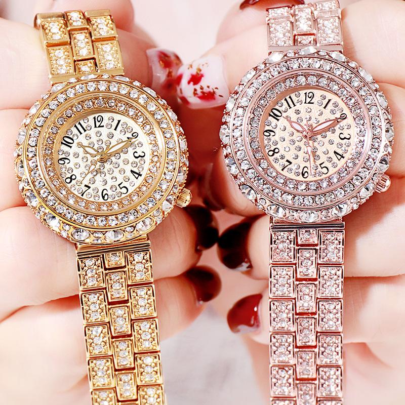 Women'S Watch Trendy Temperament Rose Gold Diamond Women'S Watch Fashion Waterproof Wrist Watch