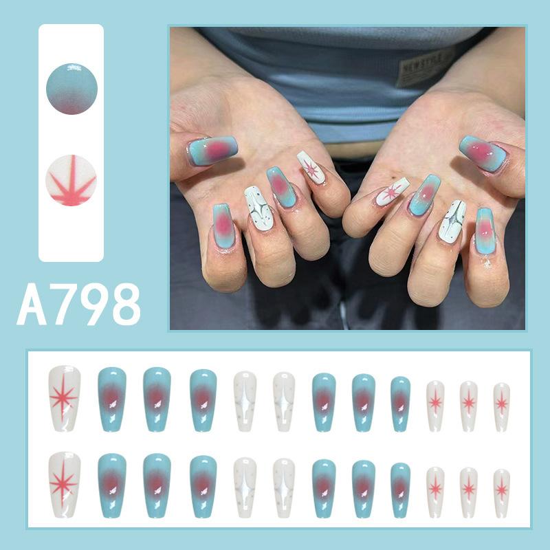 24 teile/schachtel Schnelle Nägel Verschiedene Schmetterling 3D Blumen Einfache Nail art Aufkleber Tragbare DIY Fertige Künstliche Nägel