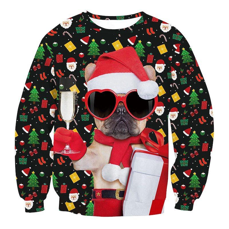 Autumn 3D Christmas Dog Printed Sweatshirts Fashionable Casual Sports Long Sleeved Men's and Women's Unisex Sweatshirts