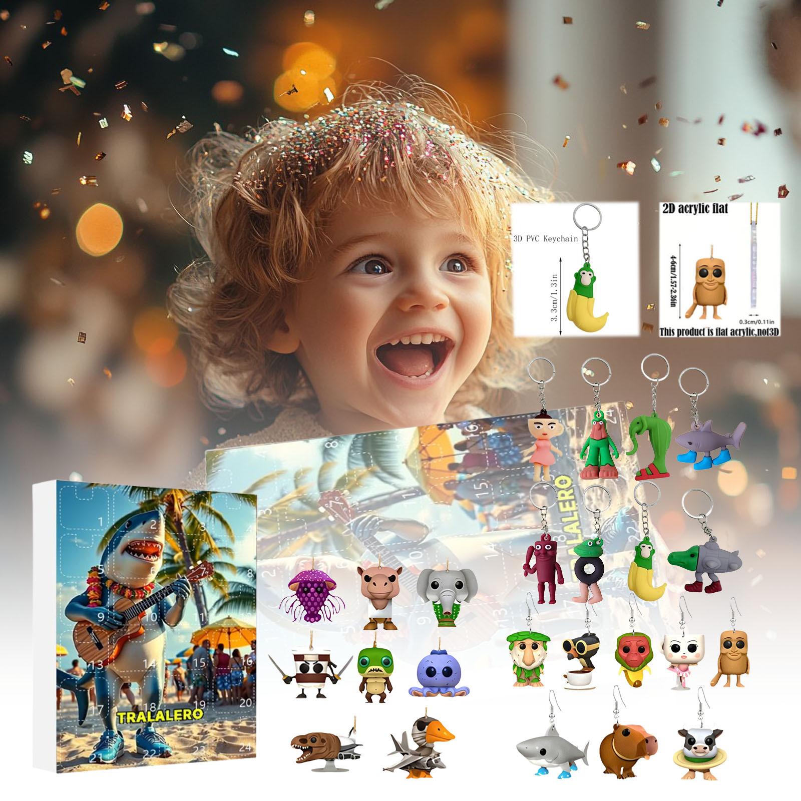 

Тунг Тунг Тунг Сахур Адвент-календарь, Тралалеро Тралала Персонажные игрушки, 24 дня Тунг Тунг Тунг Сахур Персонажный календарь обратного отсчета Коллекционные подарки One Size