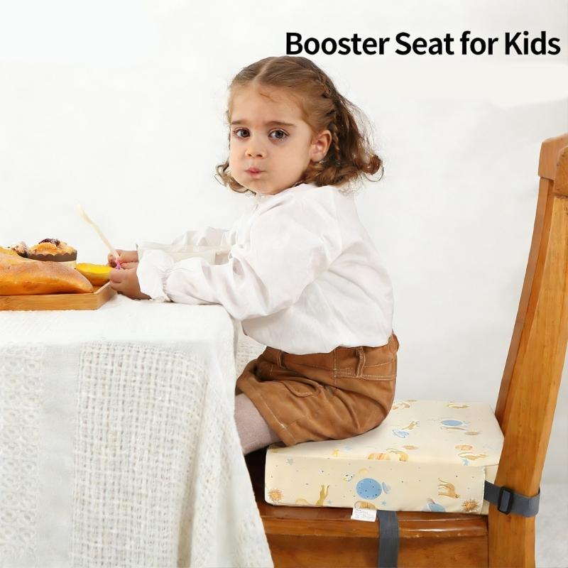Booster Seat for Dining Table Printed Pattern Kids Booster Seat with Safety Buckles Anti-Slip Bottom Heightening Cushion