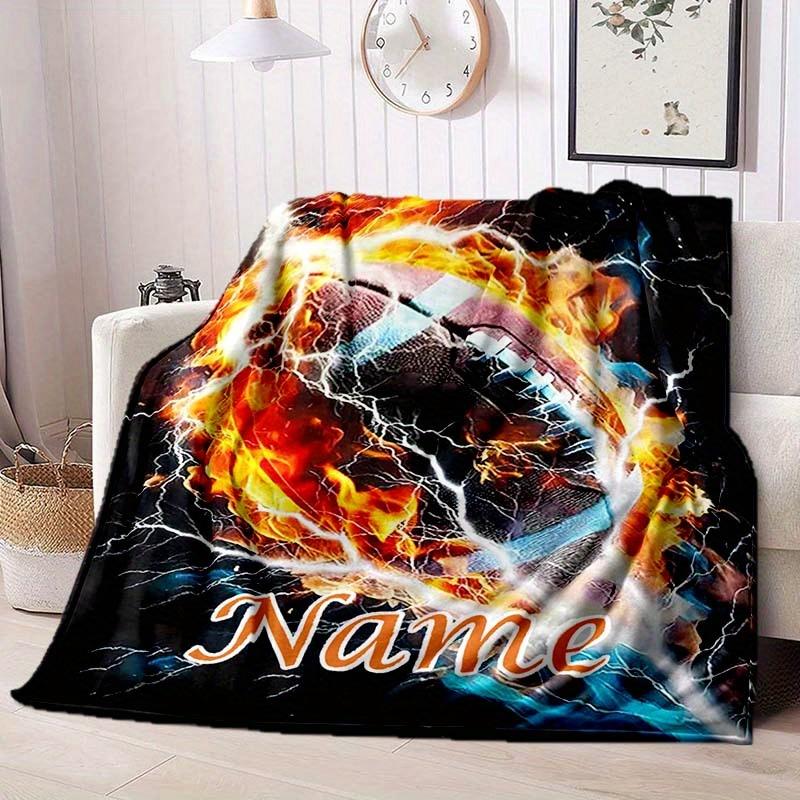 Ball Game Enthusiasts Customize Your Name Blanket Warm Comfortable And Soft Blankets Are Suitable For Home Chairs Office Sofas Sofas Office Camping