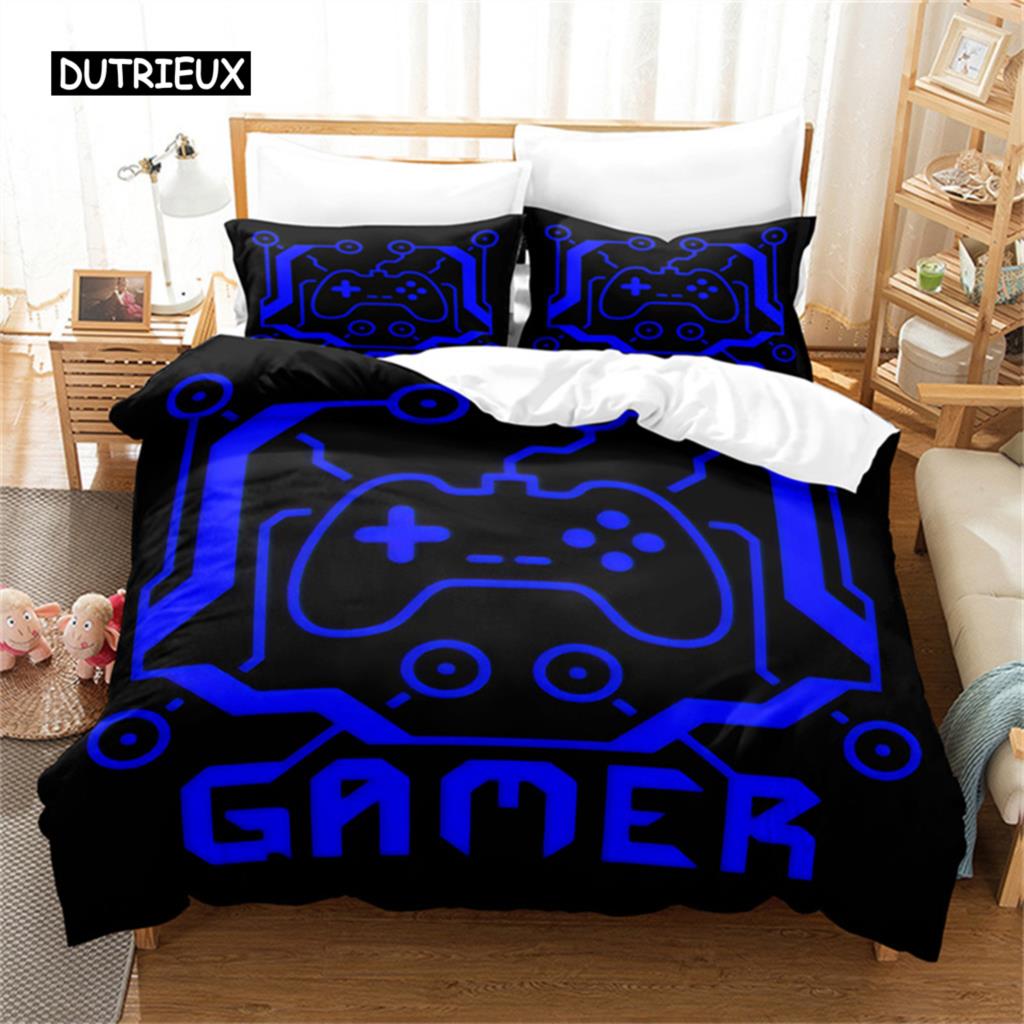 Games Duvet Cover Kids Gamepad Bedding Microfiber Video Game Controller Comforter Cover Twin Full for Teen Girl Boy Bedroom