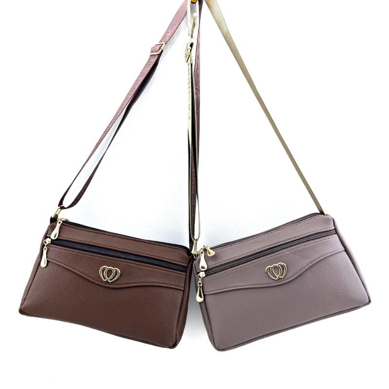 Spring new multi-layer zipper single shoulder women's small bag trend oblique span lychee pattern bag large capacity