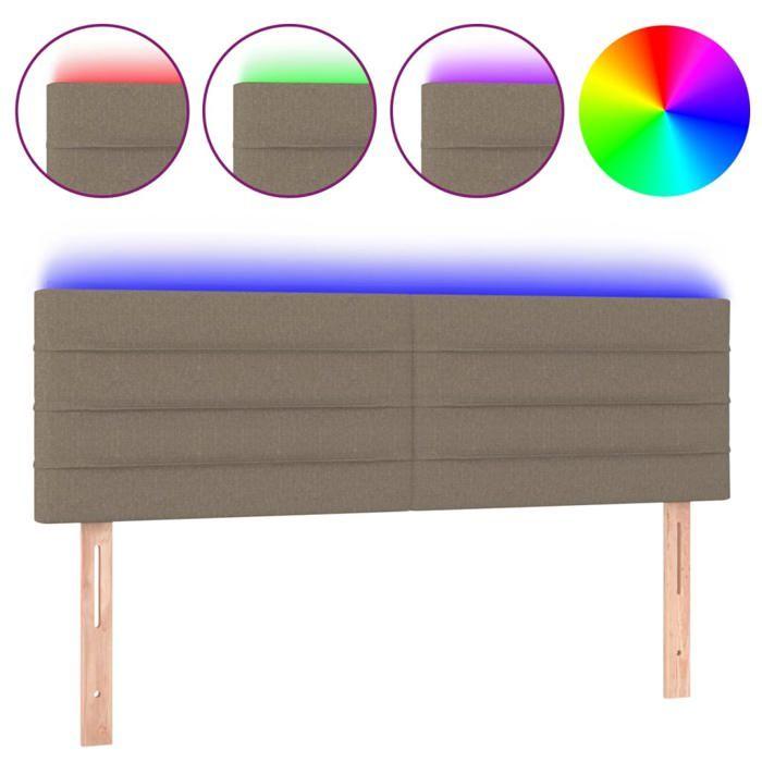 VidaXL Tête de Lit à LED Meuble de Chambre à Coucher Accessoire de Lit Double Tête de Cadre de Lit Intérieur Taupe 3121754