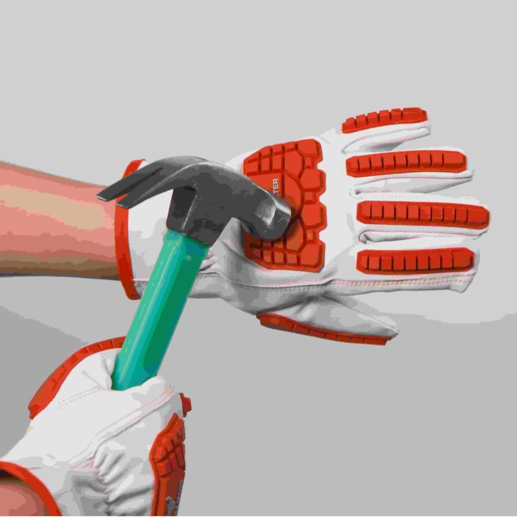 Impact-Resistant White Top Grain Leather Gloves - Non-Slip, Cut-Resistant Level 5, Wear-Resistant Labor Protective Gloves Impact-resistant gloves - XL