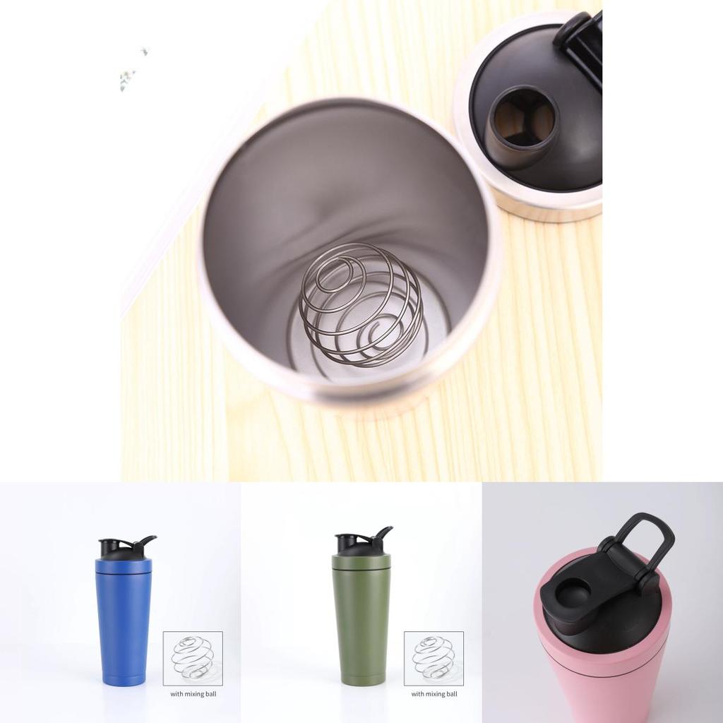 Double Layer Stainless Steel Shaker Bottle With Mixer Ball For Fitness Enthusiasts