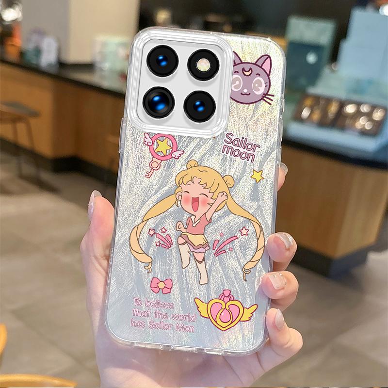 Lovely Sailors Moons Cartoon Phone Case for Xiaomi Poco X6 X3 F6 M6 M4 Pro C61 13T 11 Lite Gradient Hard Shockproof Matte Covers