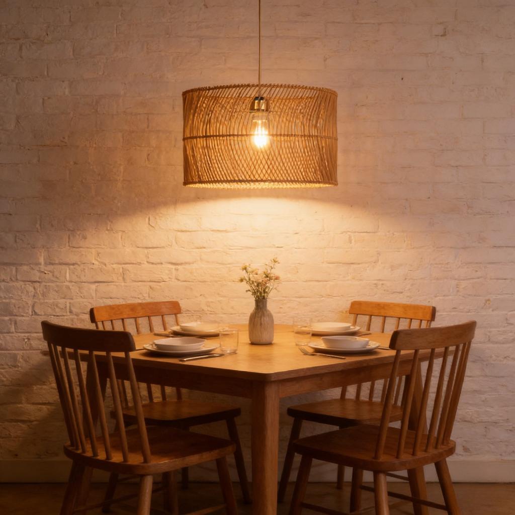 JOYINLED Retro Rattan Pendant Lamp Vintage Vine Pendant Light for Dining Room Bedroom Kitchen Japanese Style Handmade Chandelier