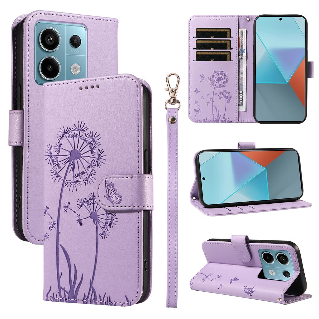 For Xiaomi Poco X6 5G/Redmi Note 13 Pro 5G Leather Case Wallet Phone Cover Dandelion Imprint