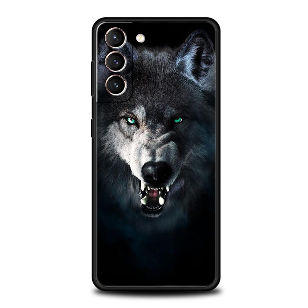Moon Roaring Wolf Case for Samsung Galaxy S24 S23 S22 S20 S21 FE Ultra S24 S23 S10 S10E S9 S8 Plus 5G Silicone Phone Cover Capas