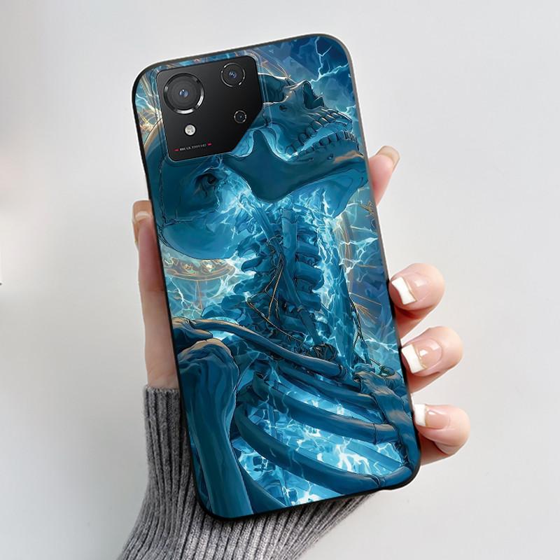 Casing For Asus ROG Phone 8 Phone8 ROG8 Pro Case Luxury Dragon Cute Cool Boys Girls Slim Black Matte Soft TPU Back Protect Cover