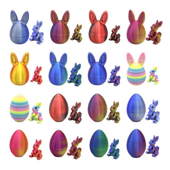 Påskhare Öra Äggprydnad med Ledad Kanin Inuti 3D-printad Rörliga Leder Kaninfigur Fidgetleksak Påskhelg Festdekoration