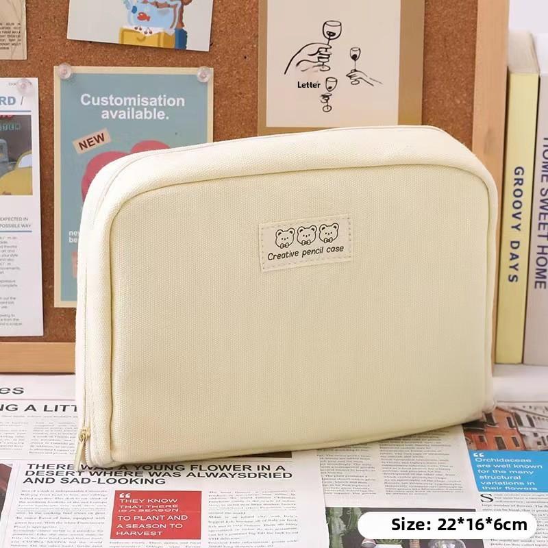 Multifunction Canvas Pencil Case For Students With Large Capacity And Organizer Features