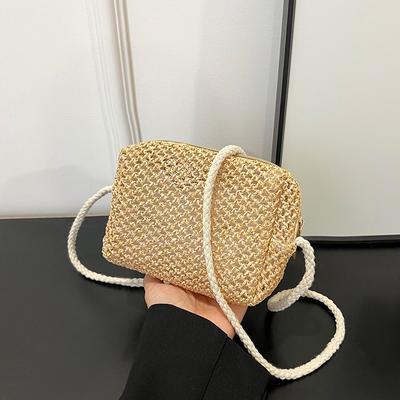 Sommar ny mode stråflätad väska axelväska crossbody liten fyrkantig väska damväska stöder blandad batch