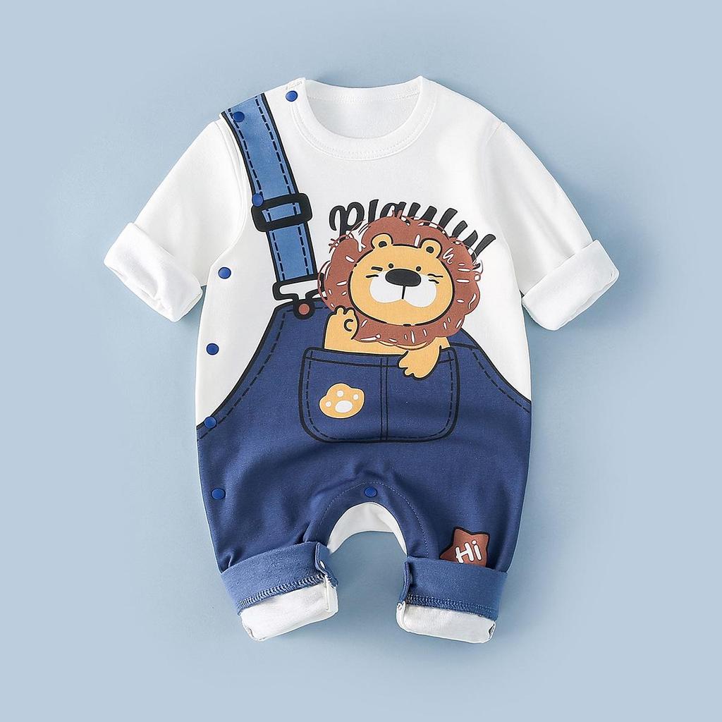 Newborn Unisex Cotton Rompers: Long Sleeve Onesies for Spring & Autumn