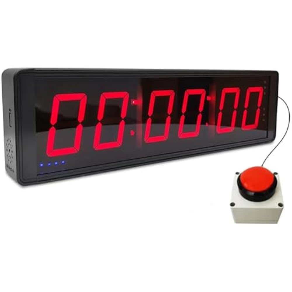 6 digit competition timer with stopwatch button, fitness training interval timer LED digital wall...