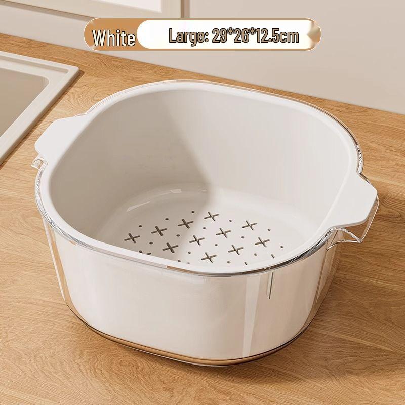 Double-Layer Kitchen Drain Basket for Fruits & Vegetables - Food-Grade Storage & Strainer