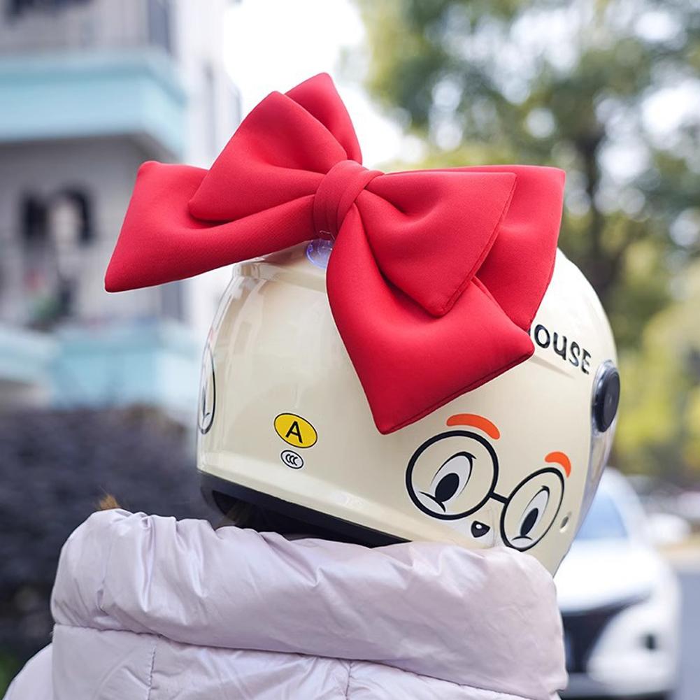Motorcycle Helmet Bow Decoration Electric Bike Helmet Car Body Decoration Accessories Bowknot Suction Cup Type For Girl Women