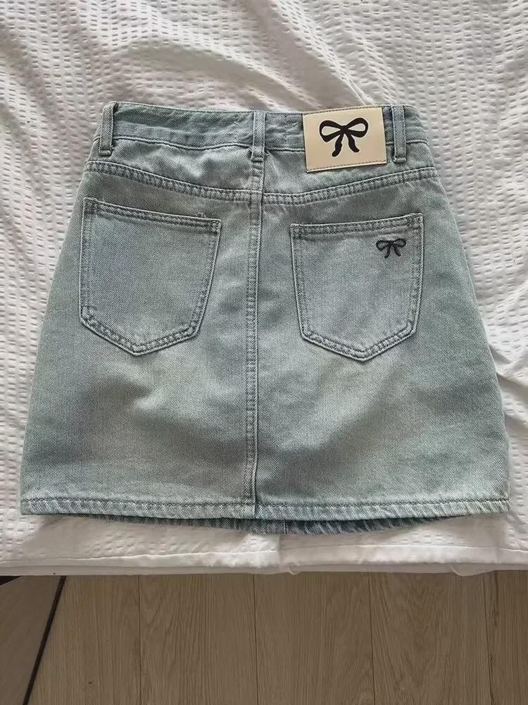 2025 Women's Plus Size Slim A-Line American Retro Denim Skirt