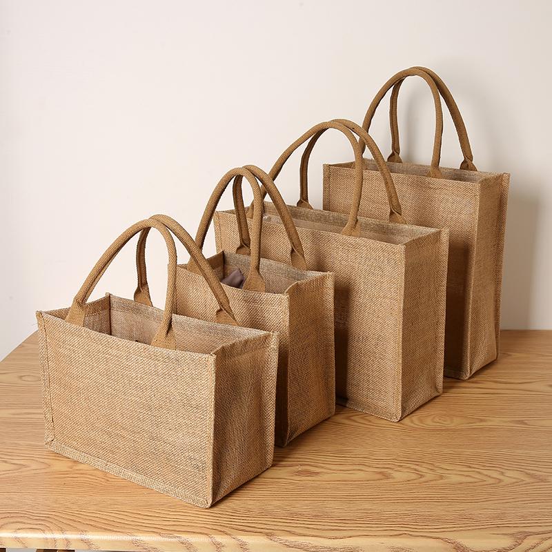 Jute Ladies Tote Tote Bag Laminating Blank Shopping Bag Can Painting DIY Large Capacity Open Handbag