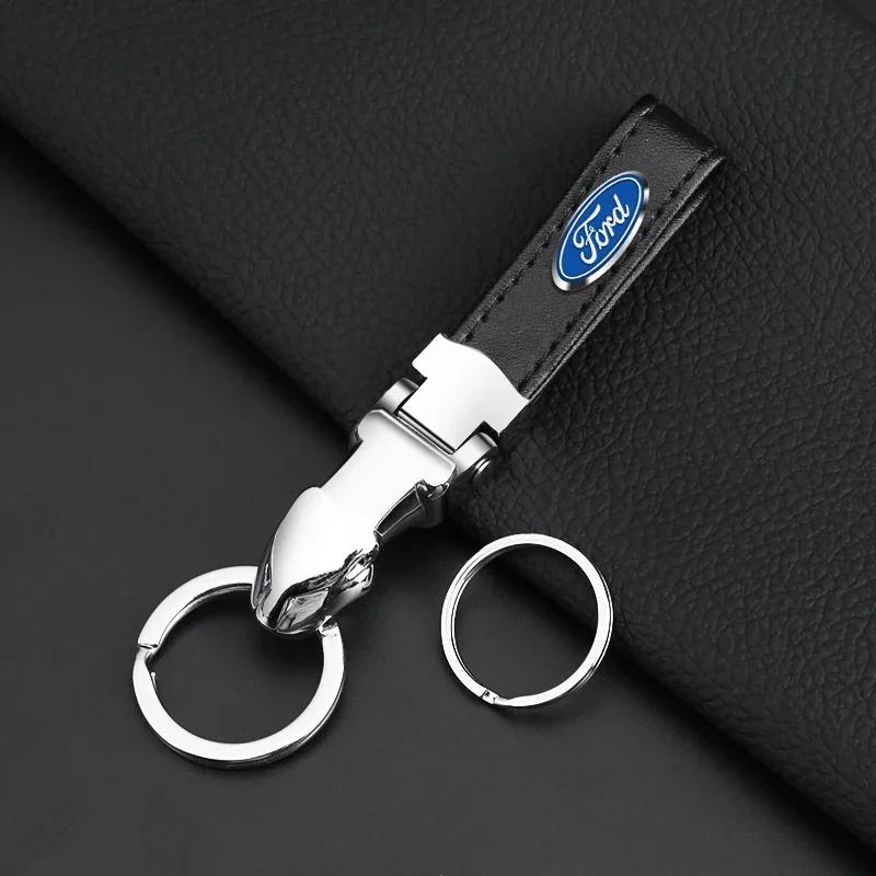 Car Sticker Hot For Ford Car Metal Leather Key Chain High Quality Gift For Ford Focus 2 MK2 4 MK3 MK4 ST Mondeo Festiva Fusion S