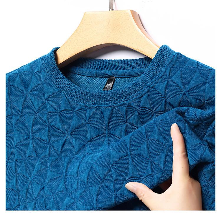 Men's Casual Round Neck Knit Sweater - Long Sleeve, Solid Color, Spring/Autumn Pullover Hoodie