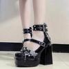 Fashion Women's High Heel Shoes Fashion Platform Mary Janes Lacquer Leather High Heels Single Shoes Sweet Lolita Shoes Punk Gothic Pumps