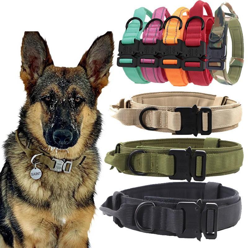 Tactical Nylon Dog Collar Military Training Medium Large Dogs Outdoor Pet