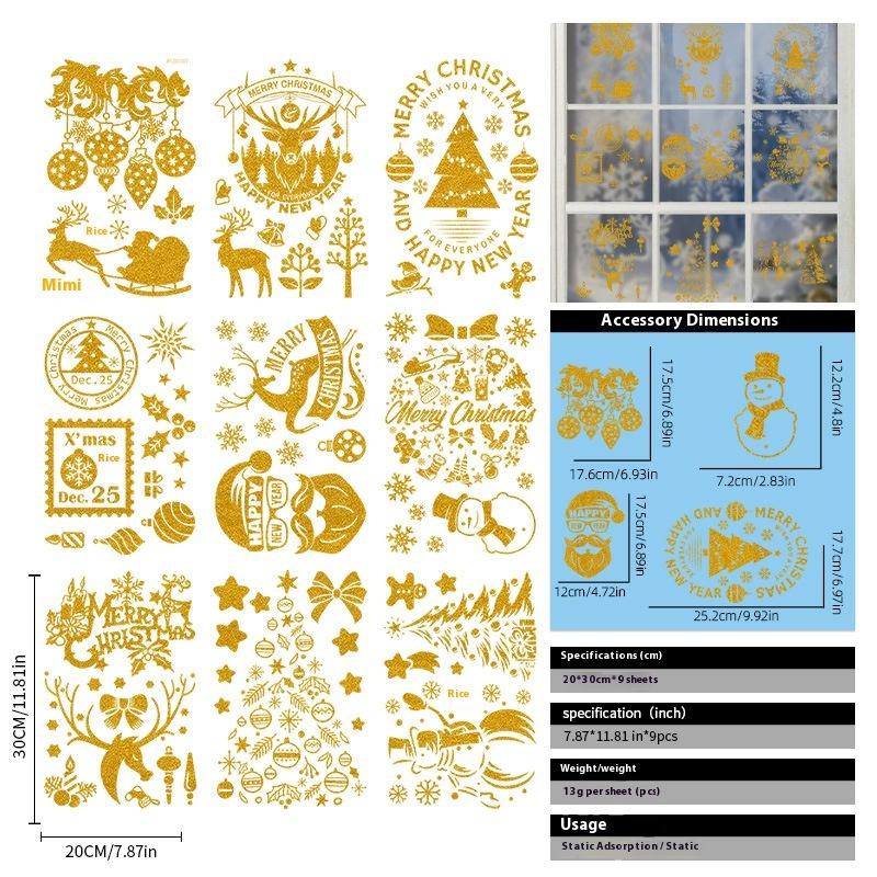 Santa Claus Christmas Ornaments Static Stickers Window Grilles Scene Arrangement Glass Doors Stickers Windows