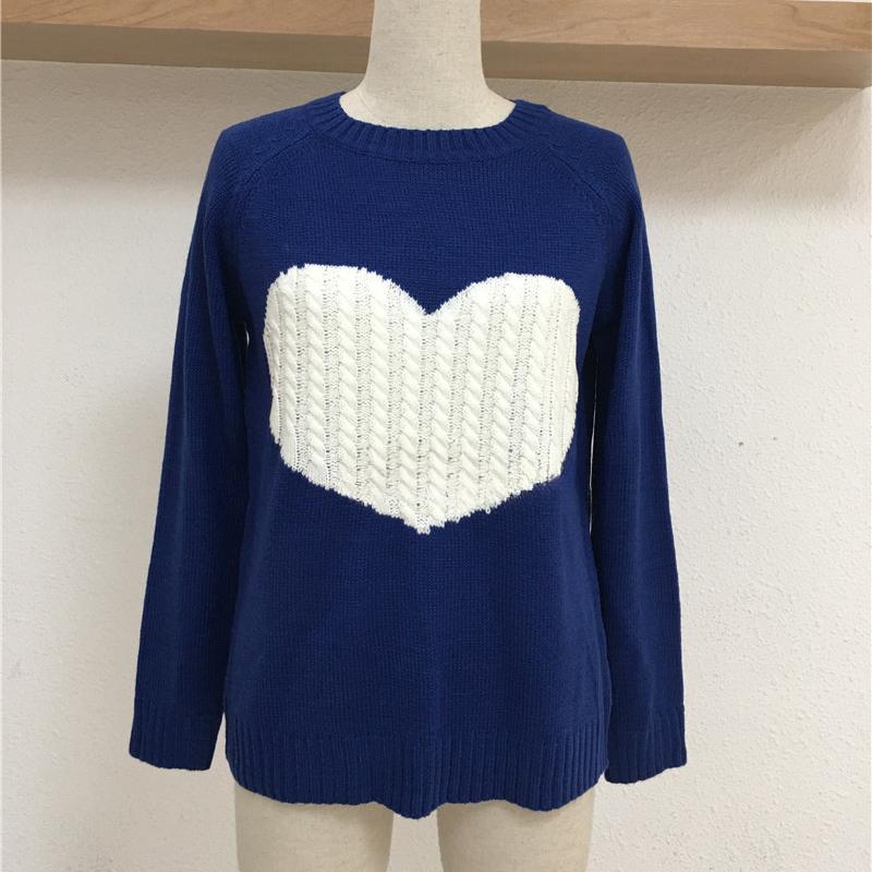 IHUASU Women's Autumn and Winter Loose Pullover O-Neck Knitwear Love Fashion Sweater