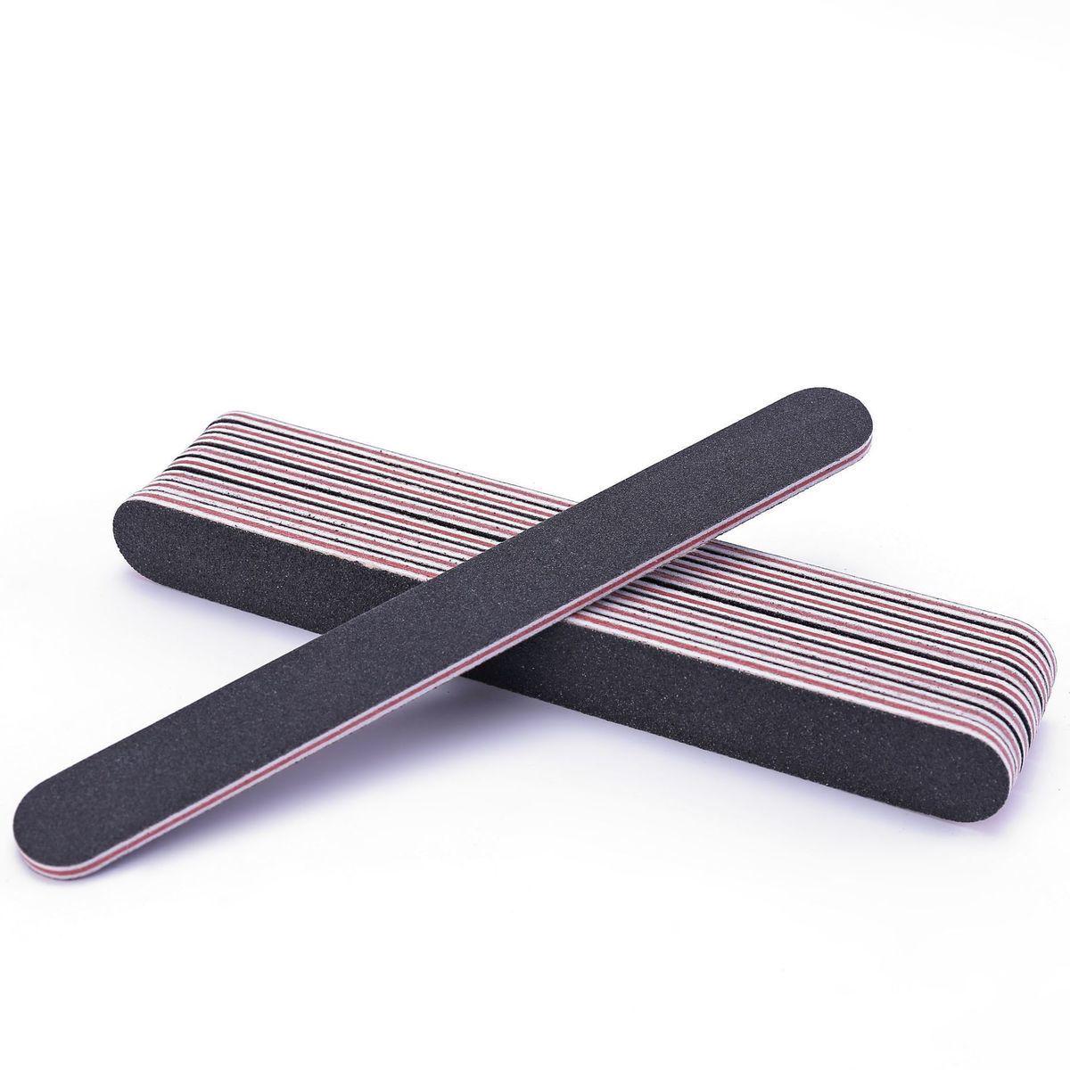Nail File & Polishing Tool: Double-Sided Handmade Leather Strip, Black/Red Heart Design