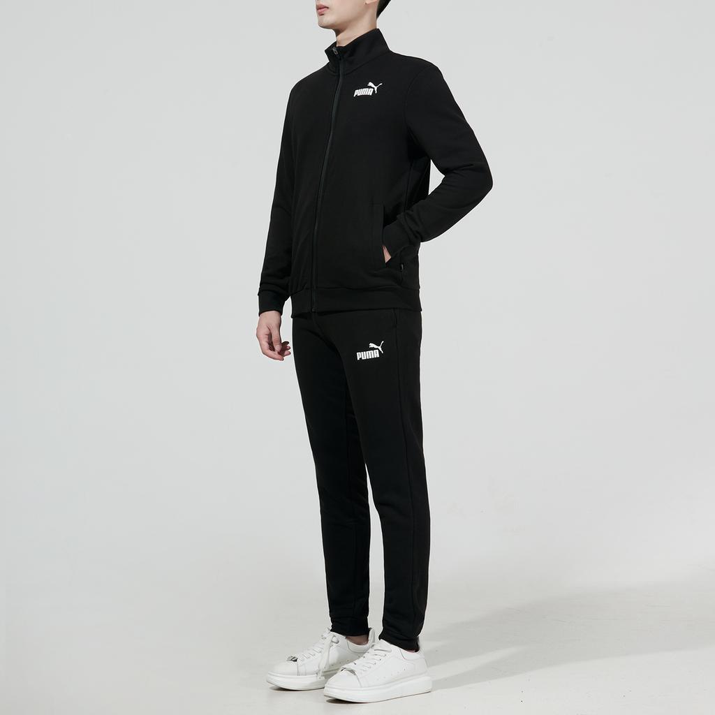 Puma Clean French Terry Sweat Suit Knit Casual Jacket And Pants Set Men Sweat Suit Black 534517-01