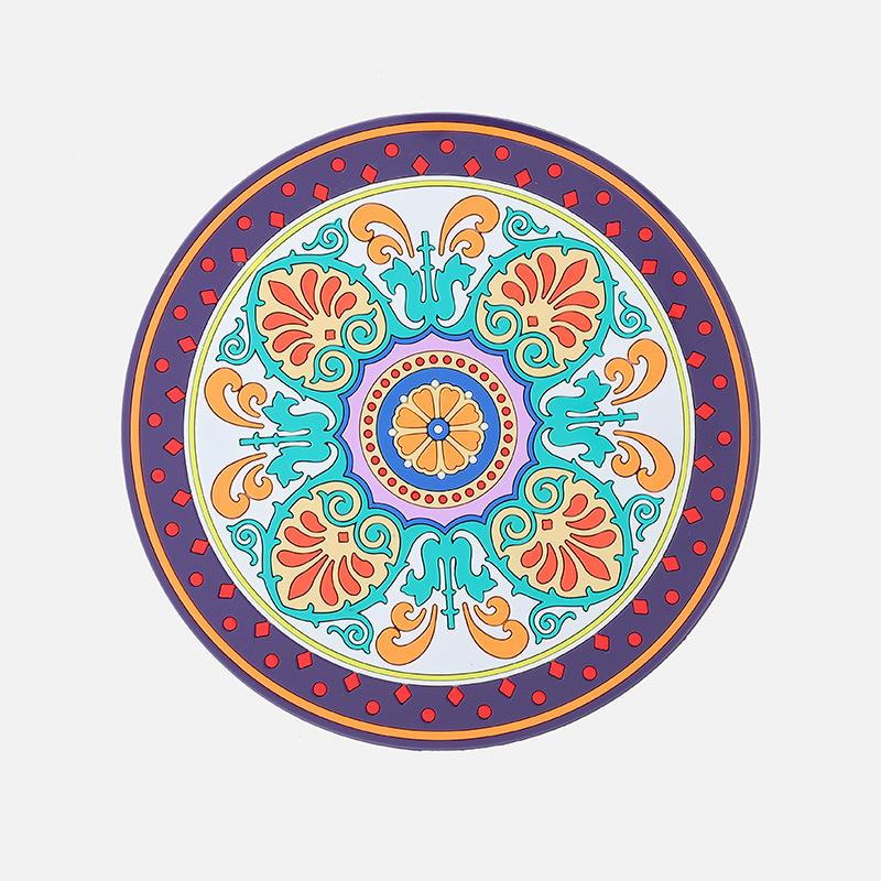Round PVC Scandinavian Style Coasters Silicone Table Mats Non-slip Heat and Oil Resistant High Temperature Pot Mat Coaster