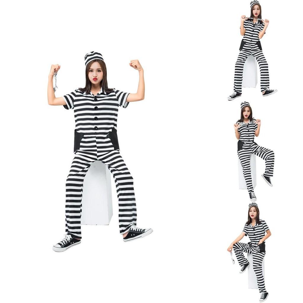 Japanese Cartoon Inspired Striped Prisoner Outfit For Cosplay And Costume Events
