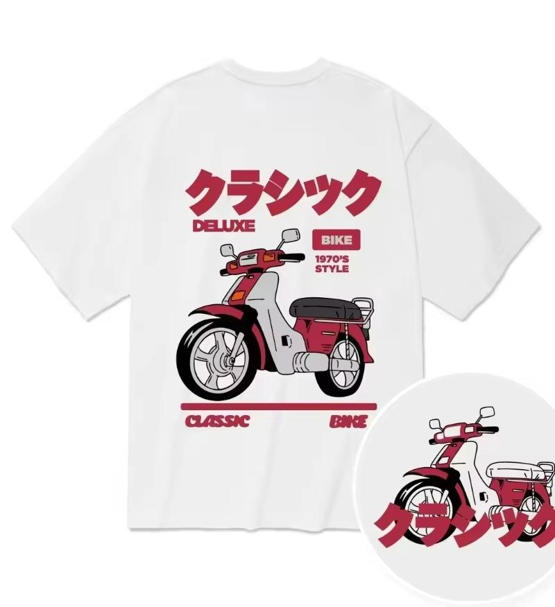 

2026 Fashion Unisexs and Womens Motorcycle Tshirt Summer New Crew Neck Punk Casual Trend Retro Shortsleeved Top Streetwear M