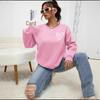Women's Heart Print Loose Long Sleeve Sweatshirt - Cozy Round Neck Pullover