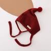 Adjustable Tie Straps Kids Knit Hat Full Ear Coverage Pom Pom Bonnet  Cold Weather Wear