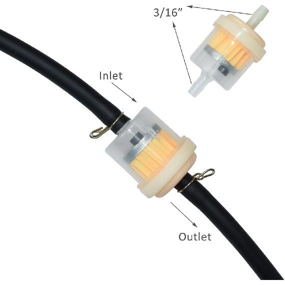 Universal Gas Inline Fuel Filters with Magnet for Motorcycle ATV Quad Go Karts Accessories 3/16 Inch (Pack of 10)