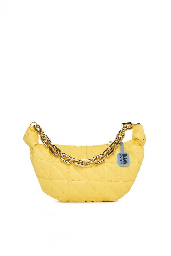 

Желтая сумка Bagmori с треугольной вышивкой и галстуком-лодочкой