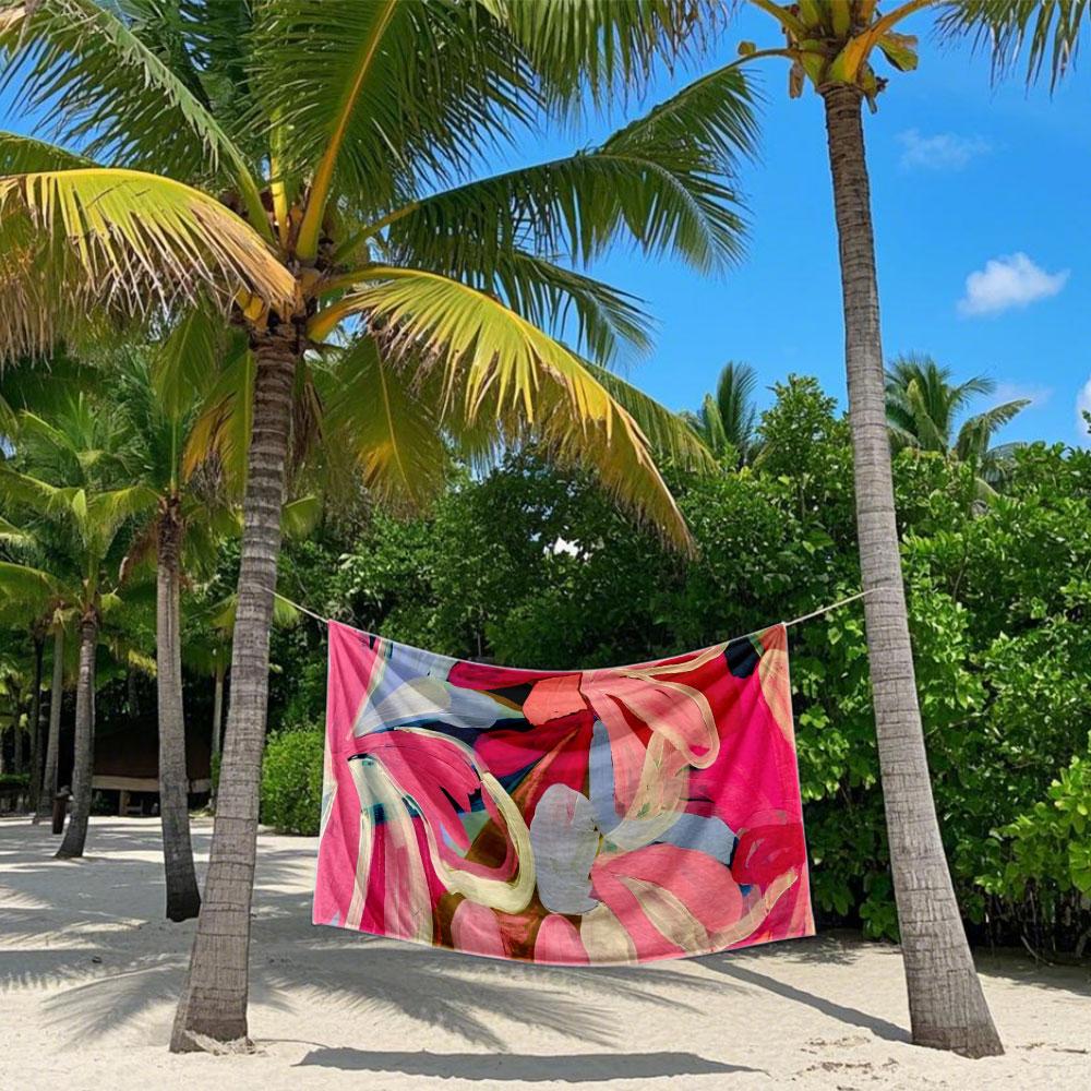 Pink Brushstrokes Quick Drying Bath Towel Microfiber beach towel light weight swimming camping yoga beach out