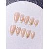 24 Uds. Puntas de Uñas Francesas Cortas Hechas a Mano Set de Manicura Uñas Postizas Adornadas con Línea Dorada y Circonita