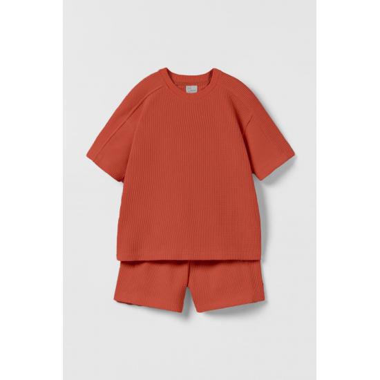 Waffelstrukturierter Shorts-Kinderanzug
